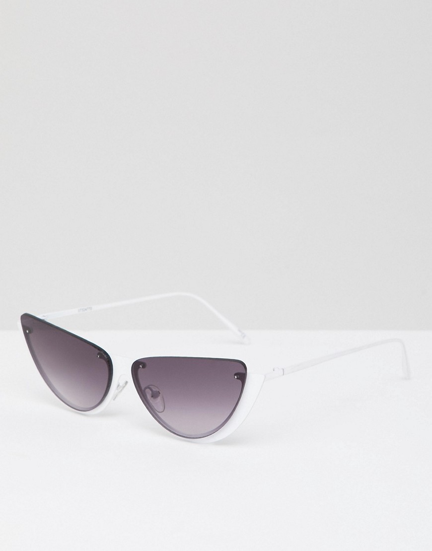 ASOS DESIGN – Cat eye-solglasögon med detalj-Vit