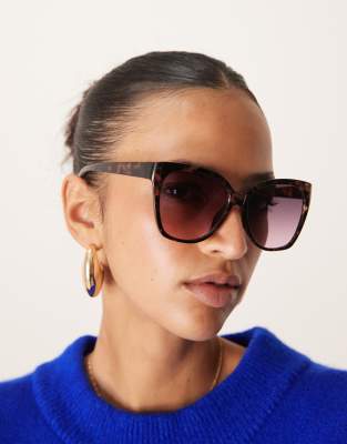 ASOS DESIGN - Cat-Eye-Sonnenbrille in Schildpatt-Optik-Braun