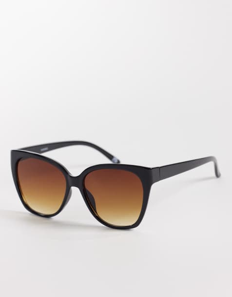 ASOS DESIGN – Cat-Eye-Sonnenbrille in Schwarz mit braunen Gläsern mit Farbverlauf - view 1
