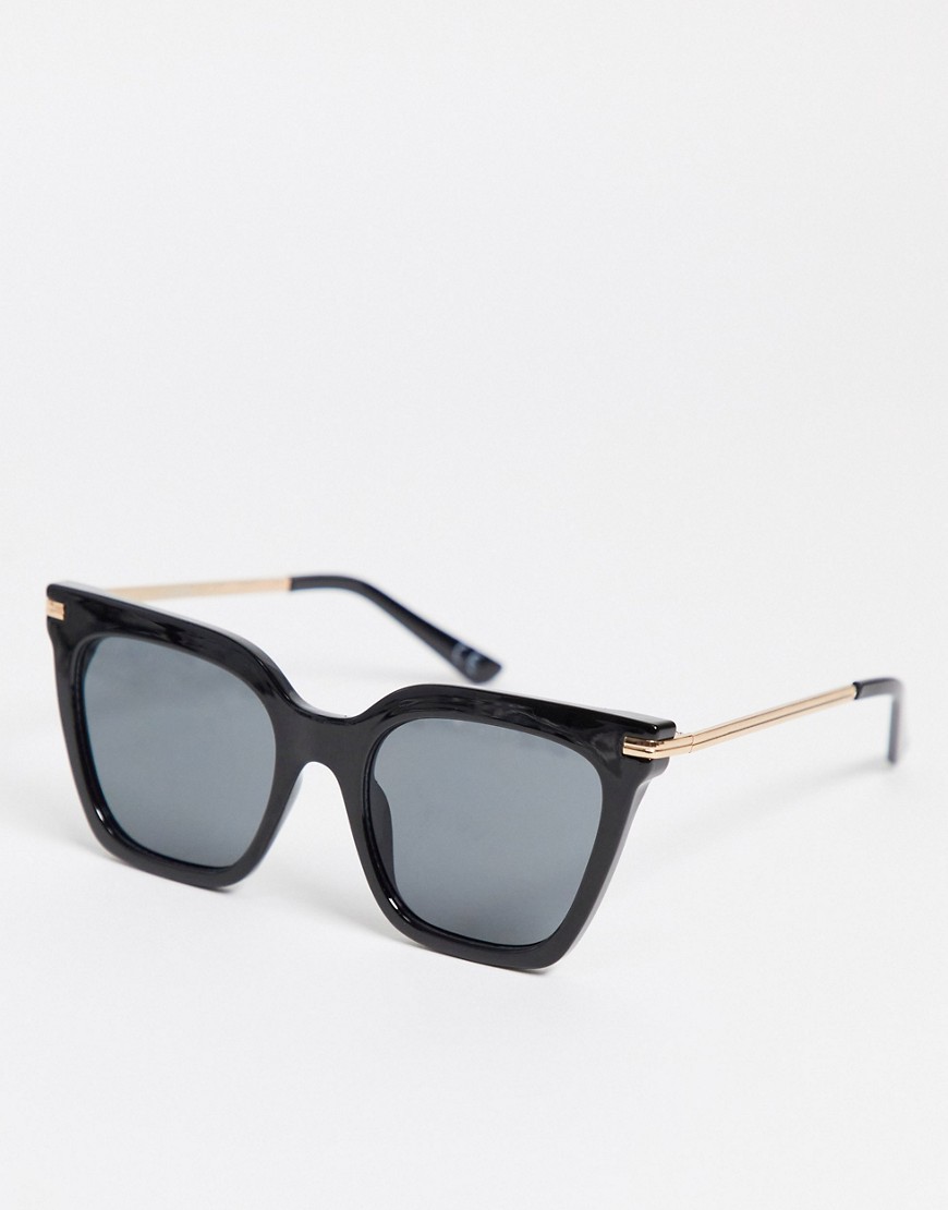 asos design -  – Cat-Eye-Sonnenbrille mit eckigem Rahmen aus recyceltem Material in Schwarz mit Metallbügel