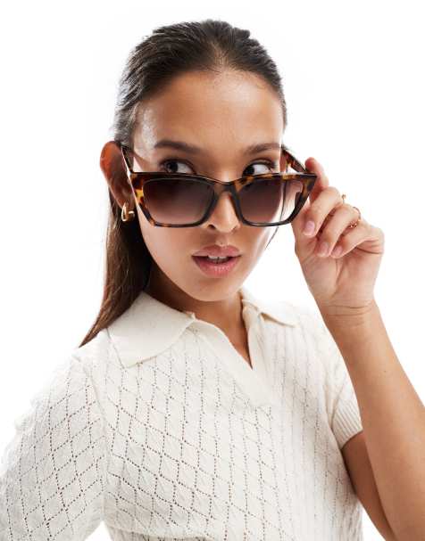 ASOS DESIGN – Cat-Eye-Sonnenbrille mit feinem Gestell in Schildpatt-Optik - view 1