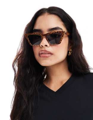 ASOS DESIGN - Cat-Eye-Sonnenbrille mit Leopardenmuster-Bunt