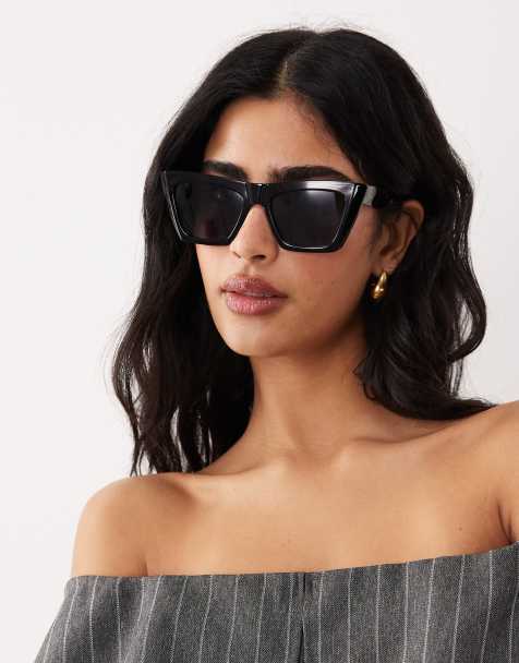 ASOS DESIGN cat eye sunglasses in black