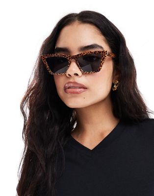 Asos Design Cat Eye Sunglasses In Leopard-multi