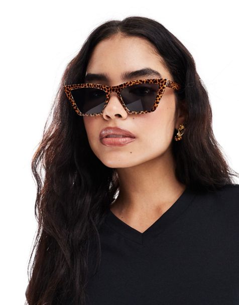 ASOS DESIGN cat eye sunglasses in leopard