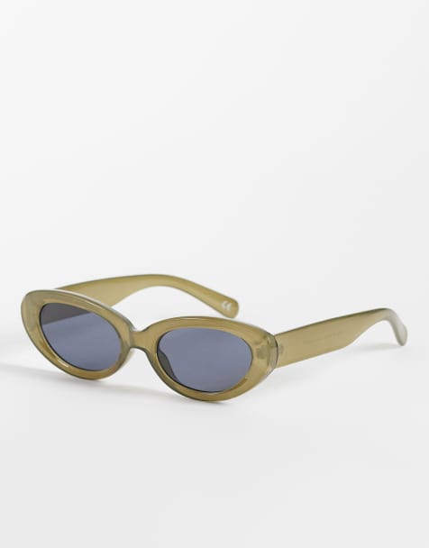 ASOS DESIGN cat-eye sunglasses in milky green frame with smoke lens - view 1