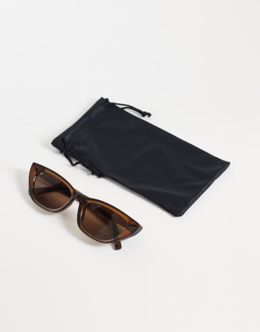ASOS DESIGN cat eye sunglasses in tonal crystal brown, 3 of 3