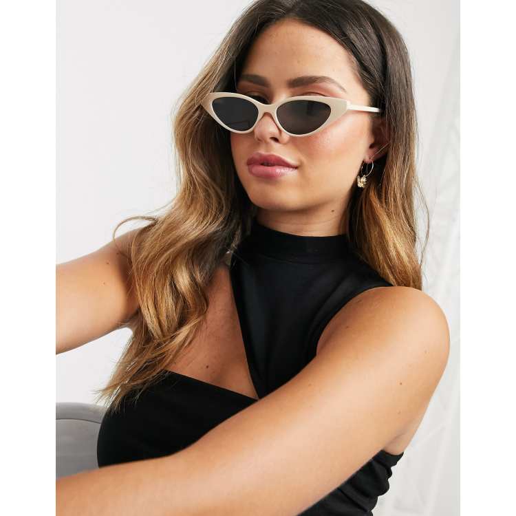 White Retro Cat Eye Sunglasses