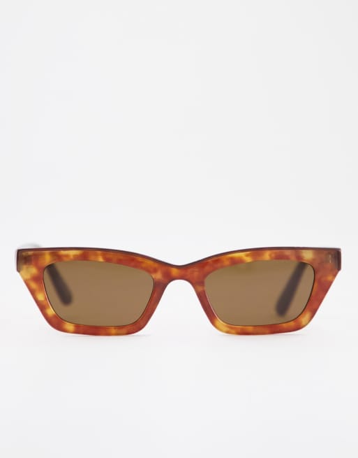 ASOS DESIGN cat eye sunglasses with bevel detail in tort, 3 of 4