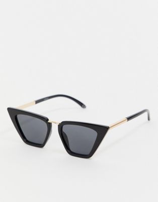 ASOS Design - Cat eye-zonnebril met metalen neusbrug-Zwart
