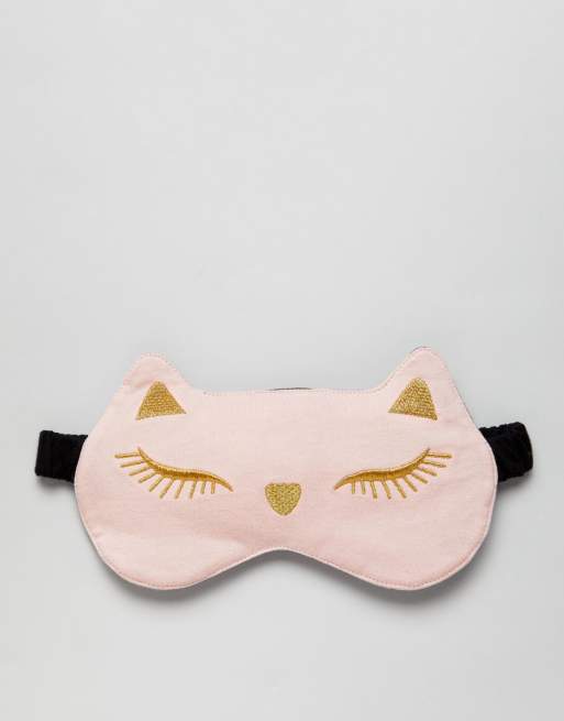 ASOS DESIGN - Oogmasker en pyjamaset met T-shirt en short met kattenogen, 3 van 3