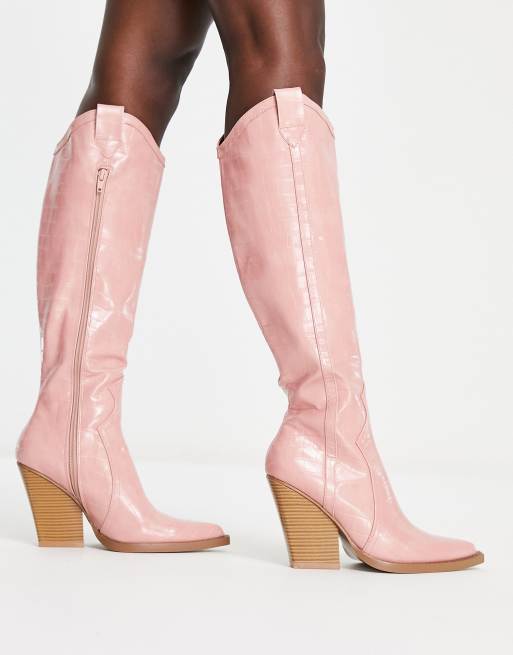 Asos pink boots sale