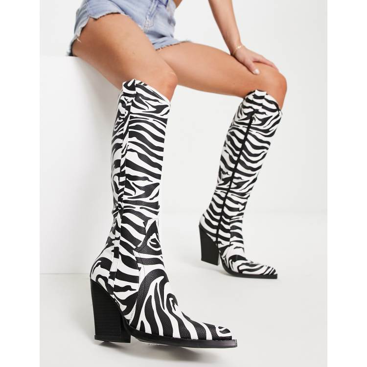 Animal print knee store boots