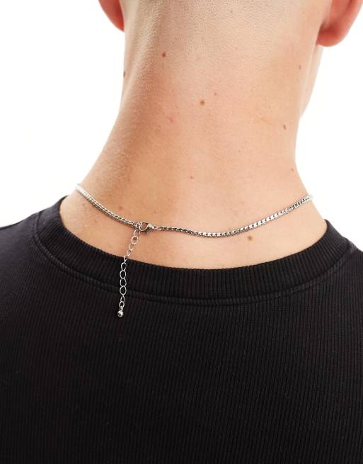 ASOS DESIGN - Catenina a maglie piatte color argento, 3 di 4