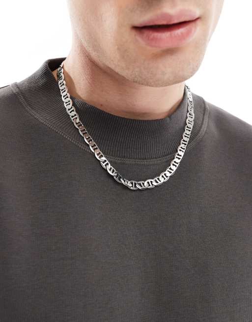 ASOS DESIGN - Catenina color argento spazzolato
