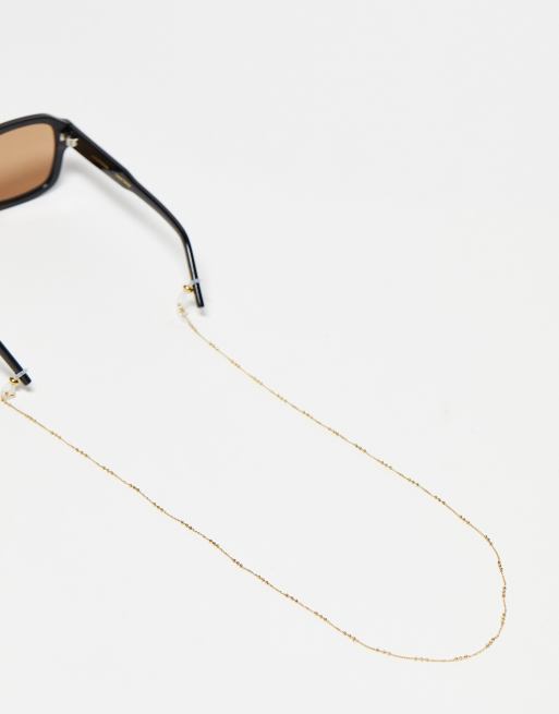 ASOS DESIGN - Catenina dorata per occhiali da sole in acciaio inossidabile resistente all'acqua con sfere e barrette