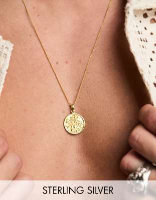 ASOS DESIGN - Catenina in argento sterling dorato con ciondolo San Cristoforo