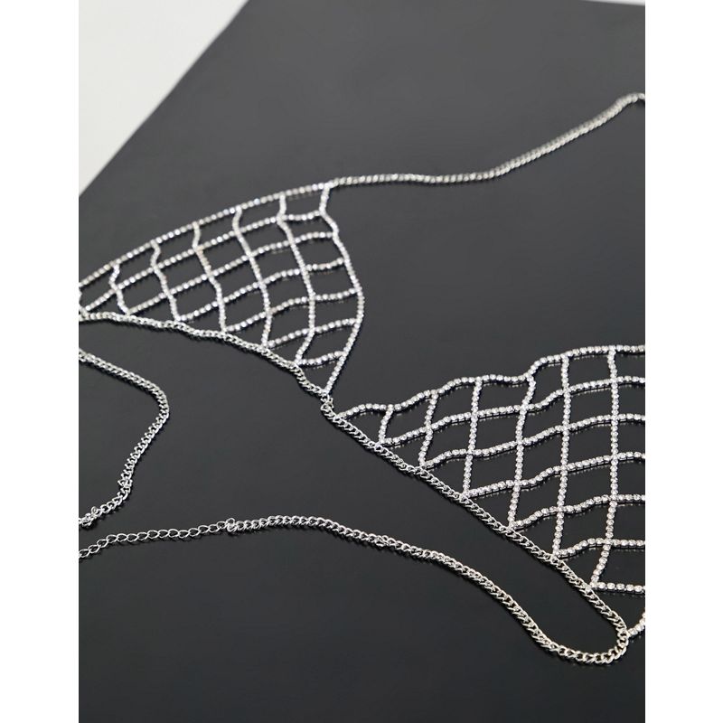 ij9bH Donna DESIGN - Catenina per il corpo a brassière color argento con cristalli