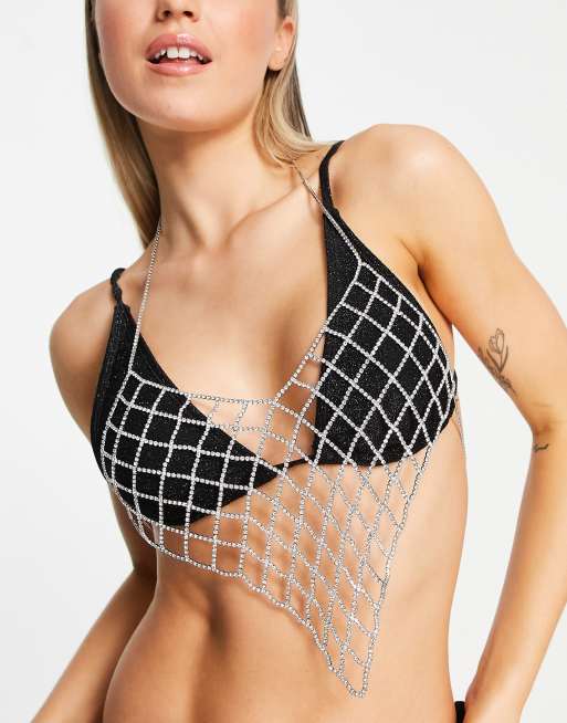 ASOS DESIGN - Catenina per il corpo con cristalli stile foulard