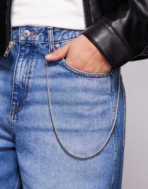 ASOS DESIGN - Catenina per jeans da festival tonalità argento 