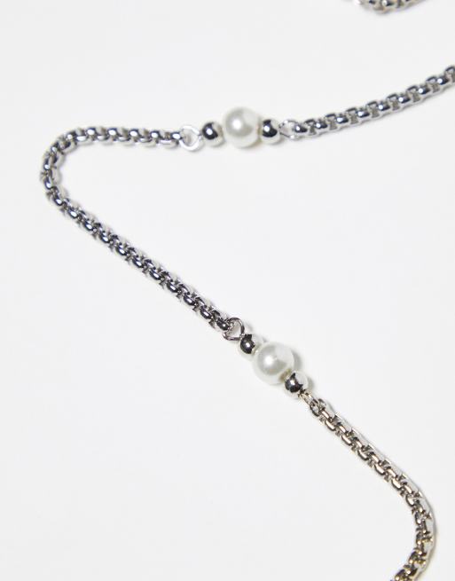 ASOS DESIGN - Catenina per occhiali da sole color argento con perle sintetiche, 2 di 4