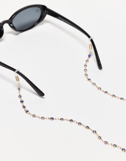 ASOS DESIGN - Catenina per occhiali da sole color oro con perline