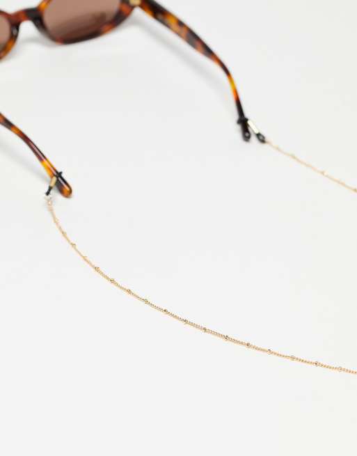 ASOS DESIGN - Catenina per occhiali da sole con motivo a sferette e barrette color oro 