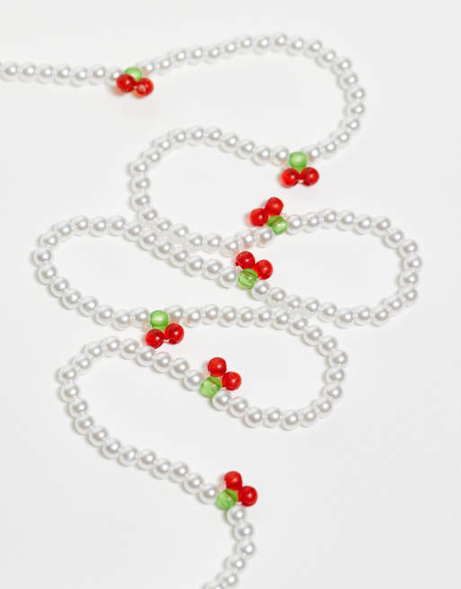 ASOS DESIGN - Catenina per occhiali da sole con perline bianche e ciliegie, 2 di 3
