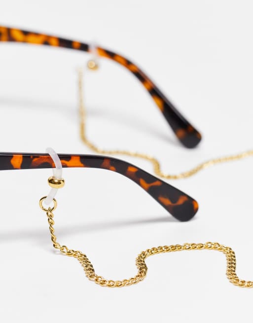 ASOS DESIGN - Catenina per occhiali da sole in acciaio inossidabile resistente all'acqua color oro 
