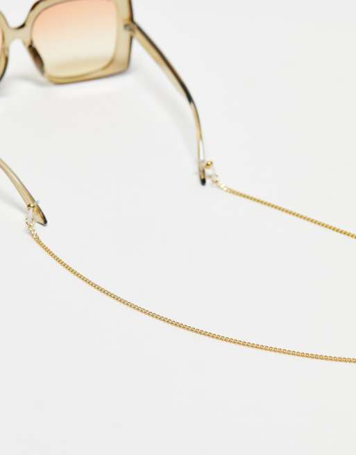 ASOS DESIGN - Catenina per occhiali da sole in acciaio inossidabile resistente all'acqua color oro 