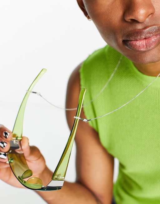 ASOS DESIGN - Catenina per occhiali da sole piatta snake in acciaio inossidabile resistente all'acqua color argento 