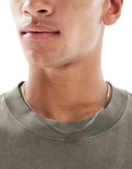 ASOS DESIGN - Catenina sottile corta da 4 mm color argento