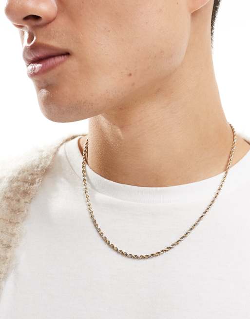 ASOS DESIGN - Catenina stile corda dorata e argentata in acciaio inossidabile resistente all'acqua
