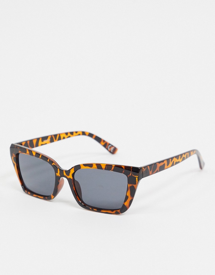 ASOS DESIGN cat's eye square sunglasses in tortoise with smoke lens-Brown