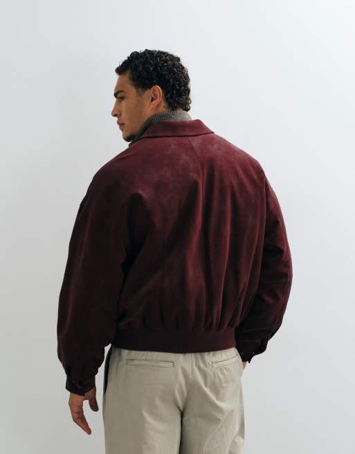 ASOS DESIGN - cazadora bomber de ante roja, 4 de 5