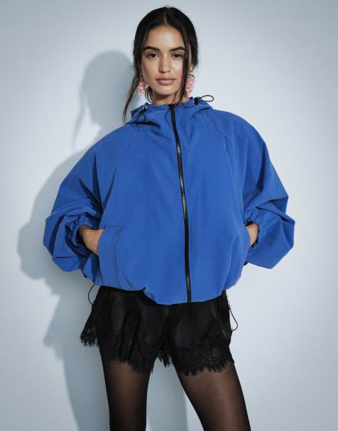 ASOS DESIGN - cazadora bomber deportiva con capucha y cremallera, azul - view 1