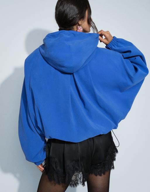 ASOS DESIGN - cazadora bomber deportiva con capucha y cremallera, azul, 4 de 9