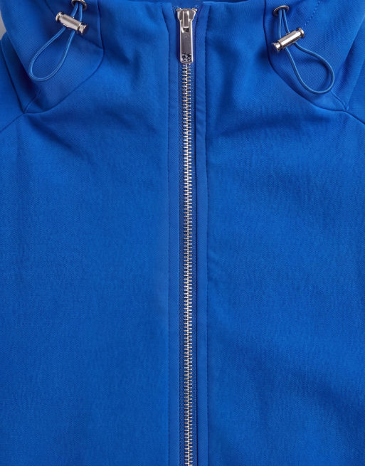 ASOS DESIGN - cazadora bomber deportiva con capucha y cremallera, azul, 8 de 9