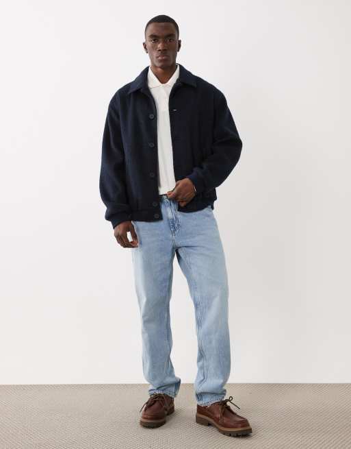 ASOS DESIGN - cazadora bomber efecto lana en azul marino, 3 de 5