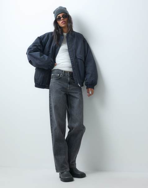 ASOS DESIGN - cazadora bomber oversize con bajo abullonado en azul marino - view 1