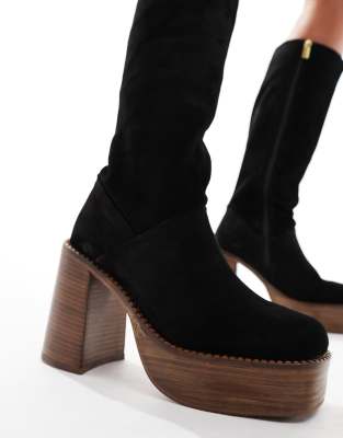 black over the knee boots slim fit