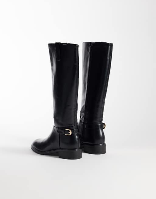 ASOS DESIGN Cecile flat riding knee boots in black, 3 of 4
