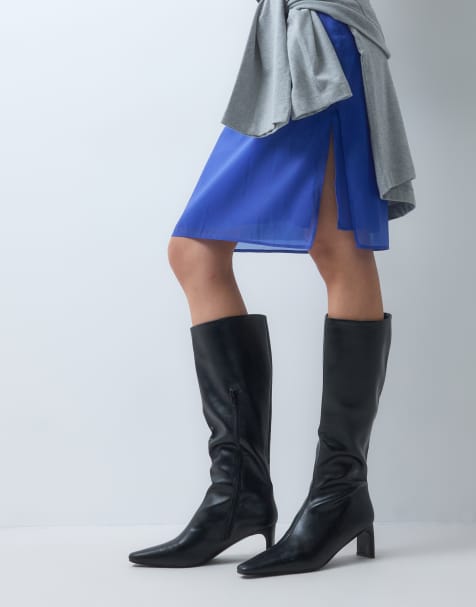 ASOS DESIGN Cedrick bottes à talon mi-mollet à bout pointu en noir - view 1