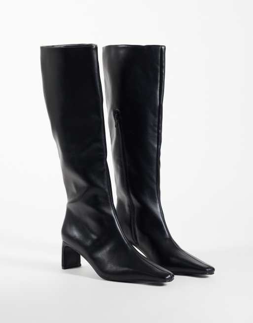 ASOS DESIGN Cedrick bottes à talon mi-mollet à bout pointu en noir, 3 de 4