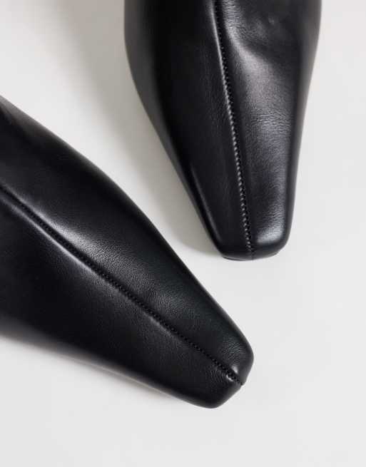 ASOS DESIGN Cedrick chisel toe heeled knee boots in black, 4 of 4