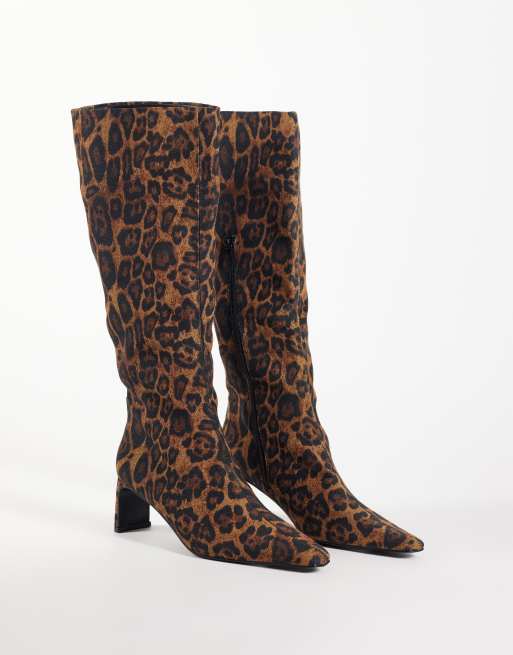 ASOS DESIGN Cedrick knæstøvler med spids tå og hæl i leopardprint, 4 af 4