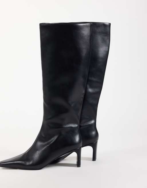 ASOS DESIGN Cedrick stivali al ginocchio con tacco e punta affusolata neri, 2 di 4