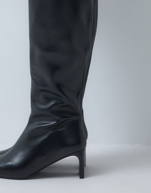 ASOS DESIGN Cedrick stivali al ginocchio con tacco e punta affusolata neri, 5 di 5