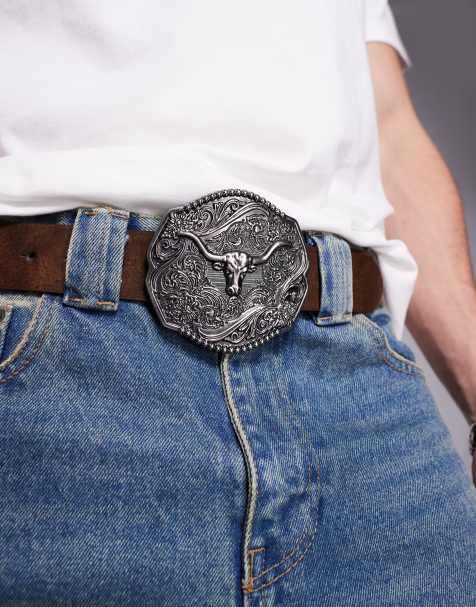 ASOS DESIGN - Ceinture avec boucle bélier fantaisie - Marron - view 1