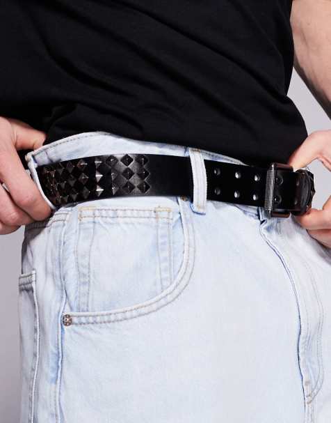 ASOS DESIGN - Ceinture avec clous losanges pyramidaux - Noir - view 1